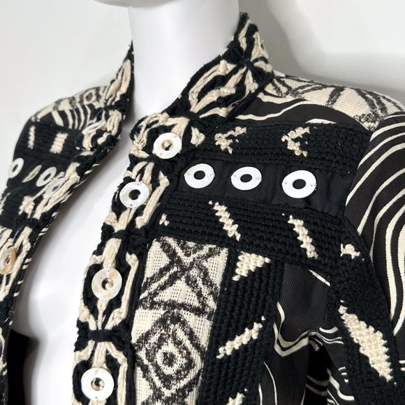 Sandy Starkman Vintage Embroidered Crochet Detail Overcoat Long Jacket Size S - Picture 8 of 16